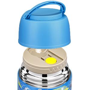 17 oz Insulated Lunch Containers Hot Food Jar, Wide Mouth Lunch Thermo for Kids Adults, Vacuum Stainless Steel Lunch Box With Handle Folding Spoon for School, Office (Blue Car)