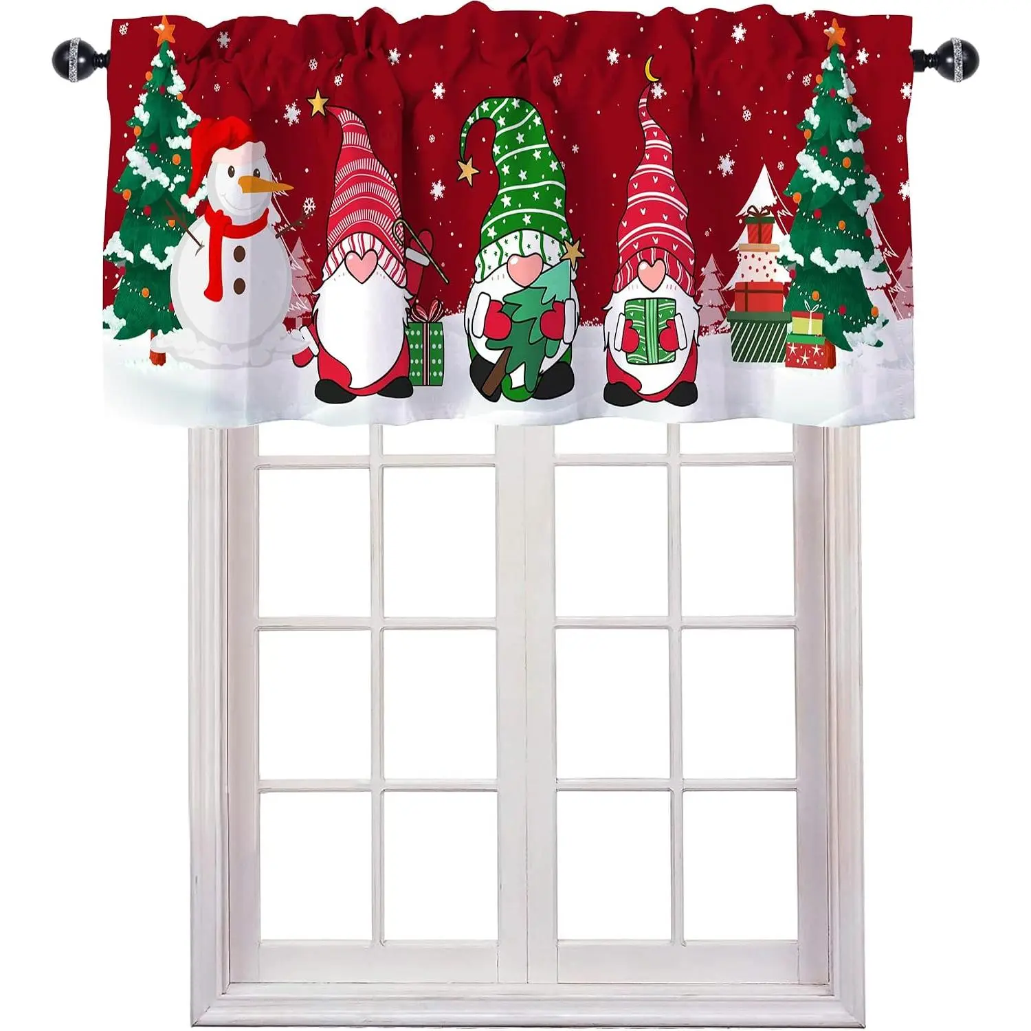 Christmas Kitchen Curtains Valances for Windows -  Christmas Curtains,  Curtain Valances for Kitchen, Bathroom, Living Room,  Xmas Decoration Indoor Winter Holiday  Decor, 52"x18"