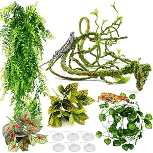 ReptileDecor BeardedDragon, Reptile Terrarium Plants, Safe Artificial Rainforest Vines, Vivarium Decor for Climbing & Hanging