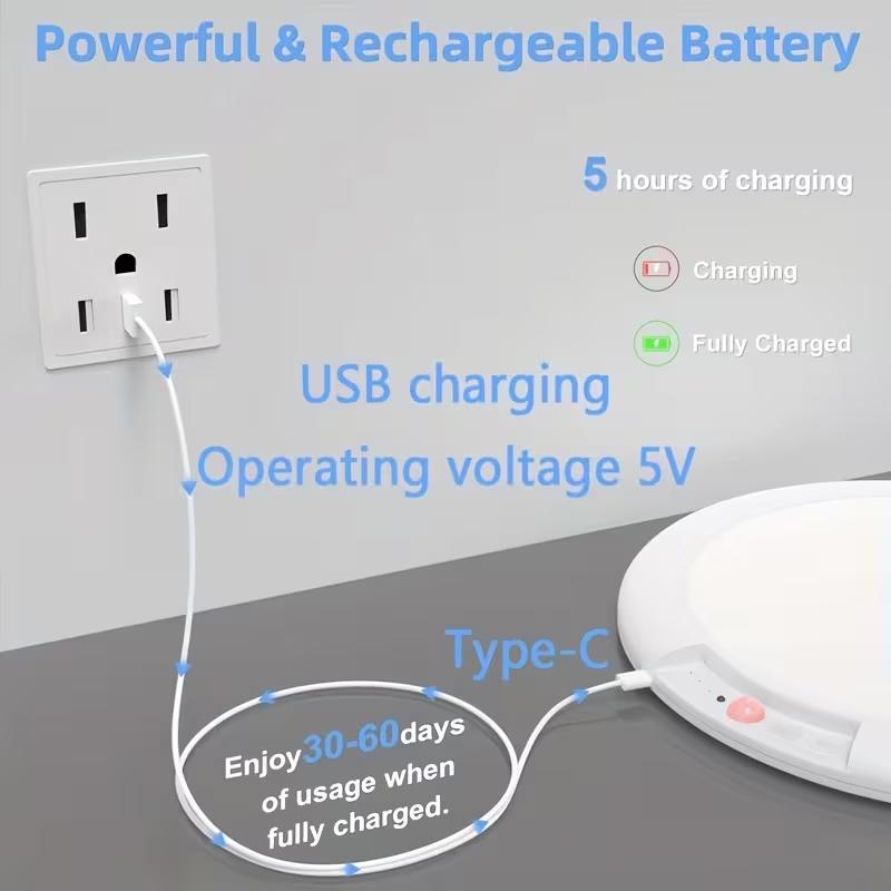 Adjustable Rechargeable LED Ceiling Light, Motion Sensor Ceiling Lamp with 3 Lighting Colors, Safe 5V Energy-Efficient Light for Living Room, Study, Kitchen & Stairs, Magnetic Installation