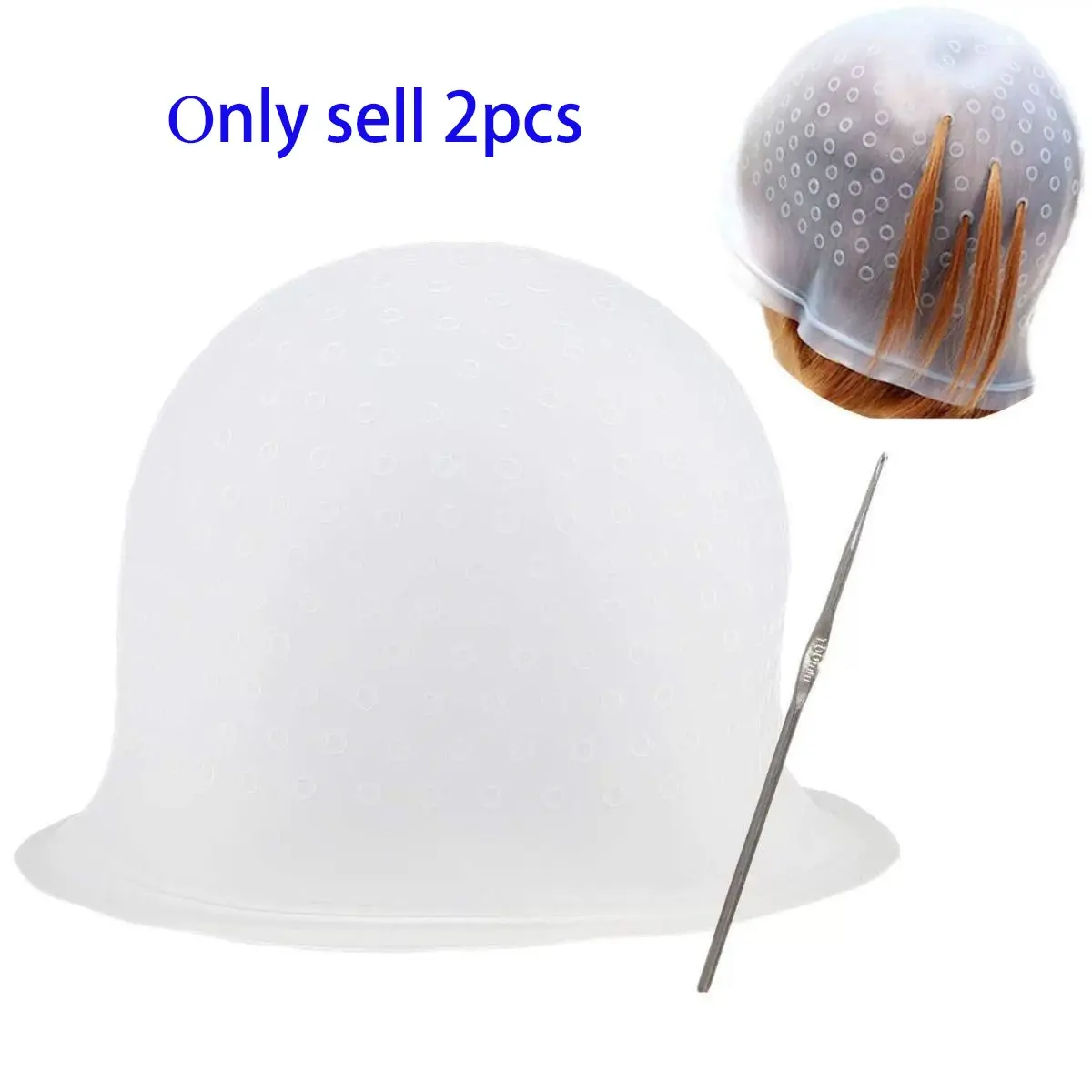 Professional Silicone Hair Dye Cap, Reusable Bleach Hat with Hook, Ideal for Salon Use and Home Hair Coloring, No-Show Design, Balayage, Hair Highlight, Hair Color Tools