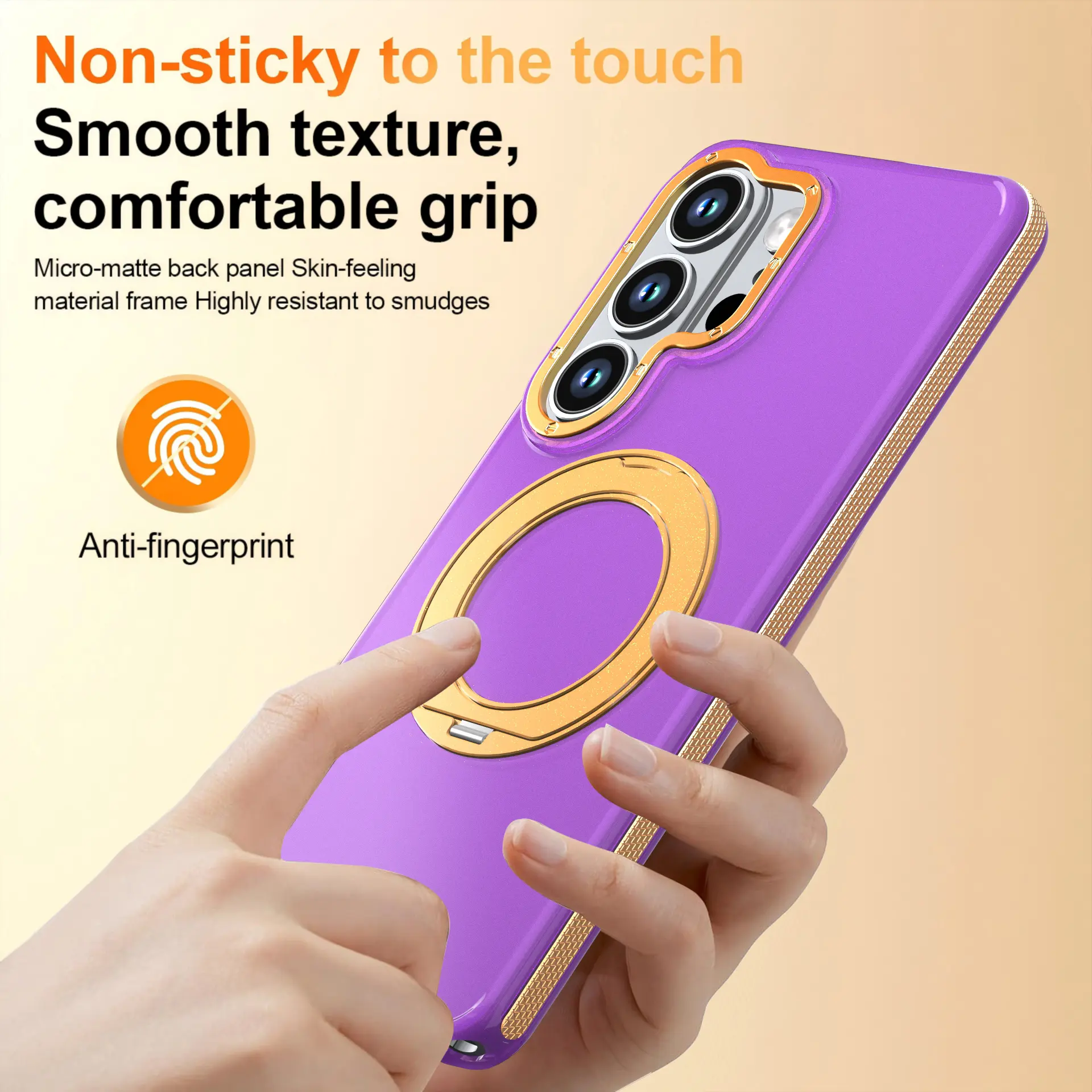 Iridescent Contrast Color Magnetic Phone Case With 360 °   Rotatable Metal Kickstand, Heavy Duty Strong MagSafe Magnet, Smooth Micro Matte Anti-Stain Anti-Fingerprint Back Cover Compatible With Samsung Galaxy S22U S23 S24 S25 S26X, Works With All Magnetic