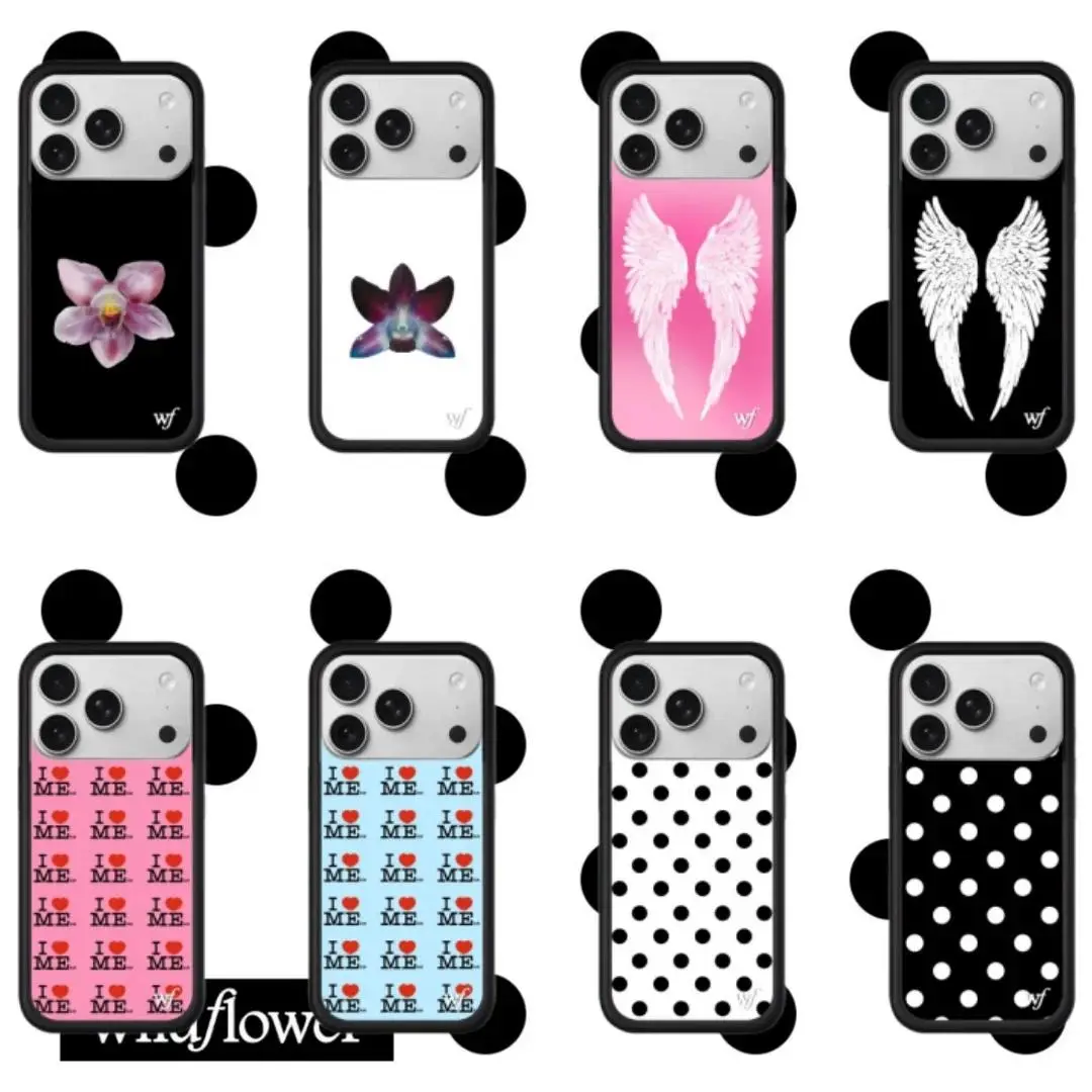 Wildflower ins Self-love Polka Dot Phone Case for iPhone 13 12 11 14 15 16 17 Pro Max Plus air wf Angel wings Orchid Cases Cover