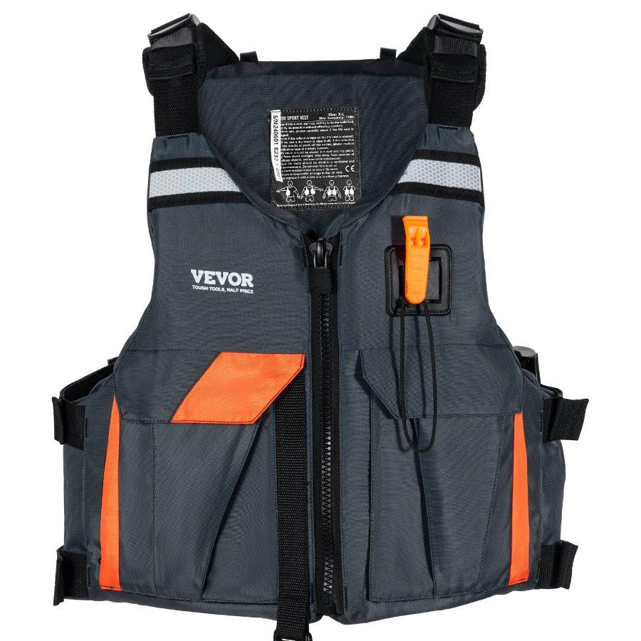 VEVOR Life Vest for Watersports (PFD), Life Jacket with Waterproof Nylon 110N Buoyancy, Life Vest/Jacket for Any Water Activity-Fishing, Kayaking, Surfing and More, Men and Women XL