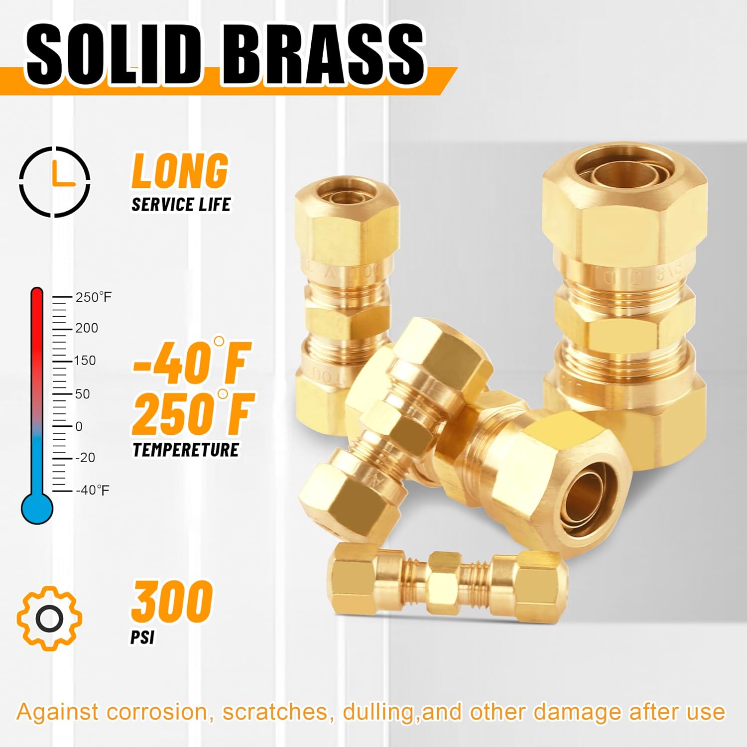 SUNDAY MIRTH 53 count DOT Brass Compression Air  Nylon Tubing Fittings,Straight Union Fitting Assortment Kit 1/4" 1/8" 3/8" 1/2" 5/8" for  or Industrial Air System