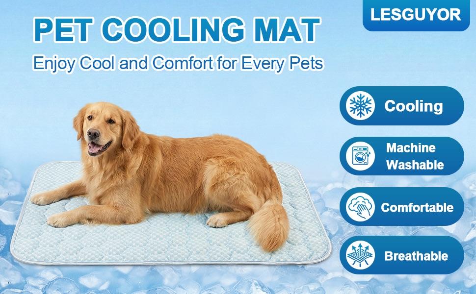 Dog Cooling Mat Q-MAX>0.5 Self-Cooling Mat for Dogs Crate Pad for Dogr, 2-in-1 Long-Lasting Cool Mats and Soft Kennel Pad for Dogs, Easy Washable Mat for Bed Crate Car