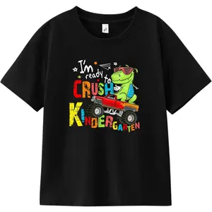 First Day of School Kindergarten Pre-K Shirt for Boys Girls Kids Toddlers, Back to School Dinos Pencil Graphic Tee, 3-7T