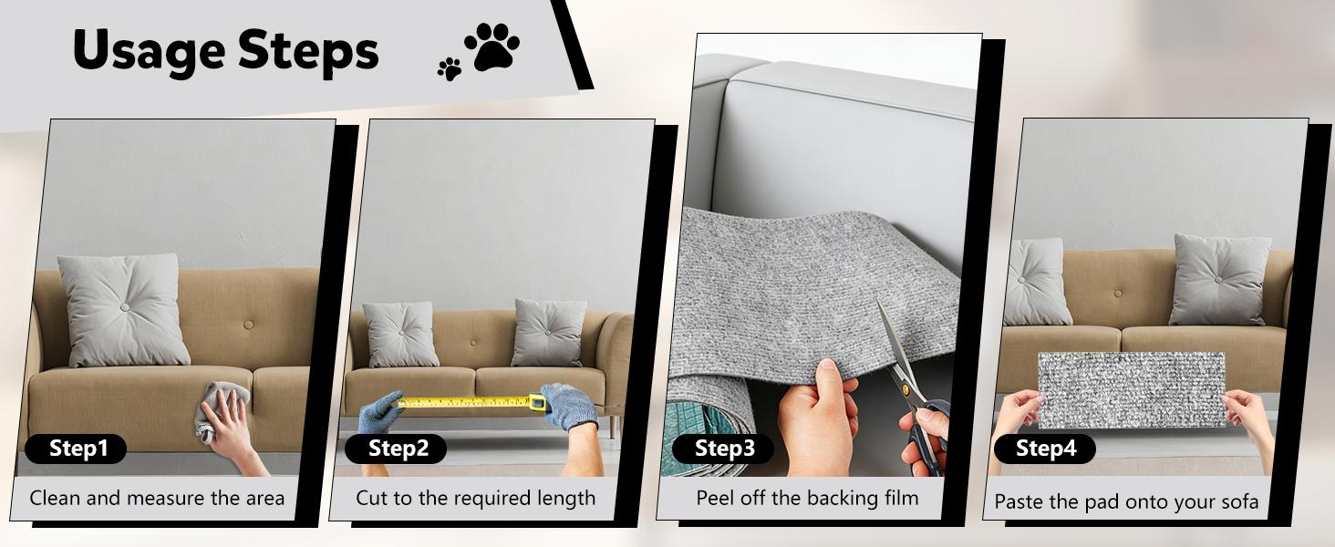 Cat Scratch Couch Furniture Protector,Trimmable Self-Adhesive Cats Claws Scratch Pads, Sisal DIY Climbing Couch Protector for Scratch Post Cat Tree Replacement Indoor(Light Gray, 78.7"x15.8")