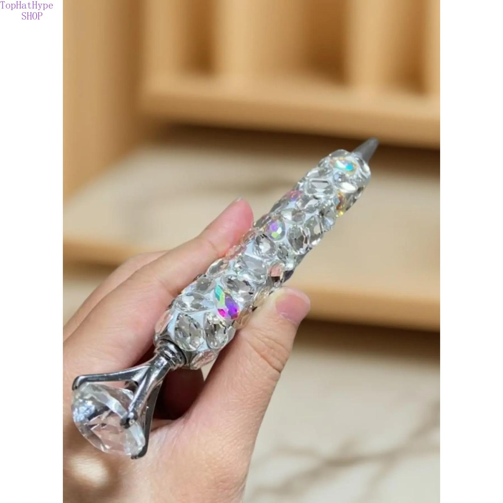 Bling Rhinestone Big Diamond Crystal Ballpoint Pen, Luxury Sparkly Gel Pen & Signature Pen, Elegant Stationery for Office & School Use, Perfect Gift for Students, Business & Festival Gifting