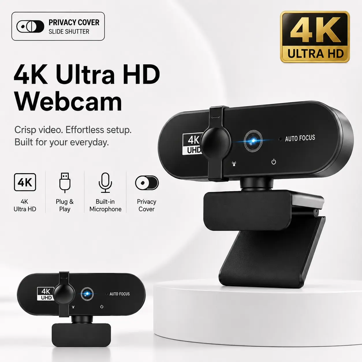4K/2k/1080P Ultra High Definition Network Camera with Microphone Privacy Cover Wide-Angle View USB Plug and Play for PC and Laptop Supports Zoom and Microsoft Teams camera for pc、streaming webcam, USB Computer Webcam, HD Web Cam, FHD Web Cam