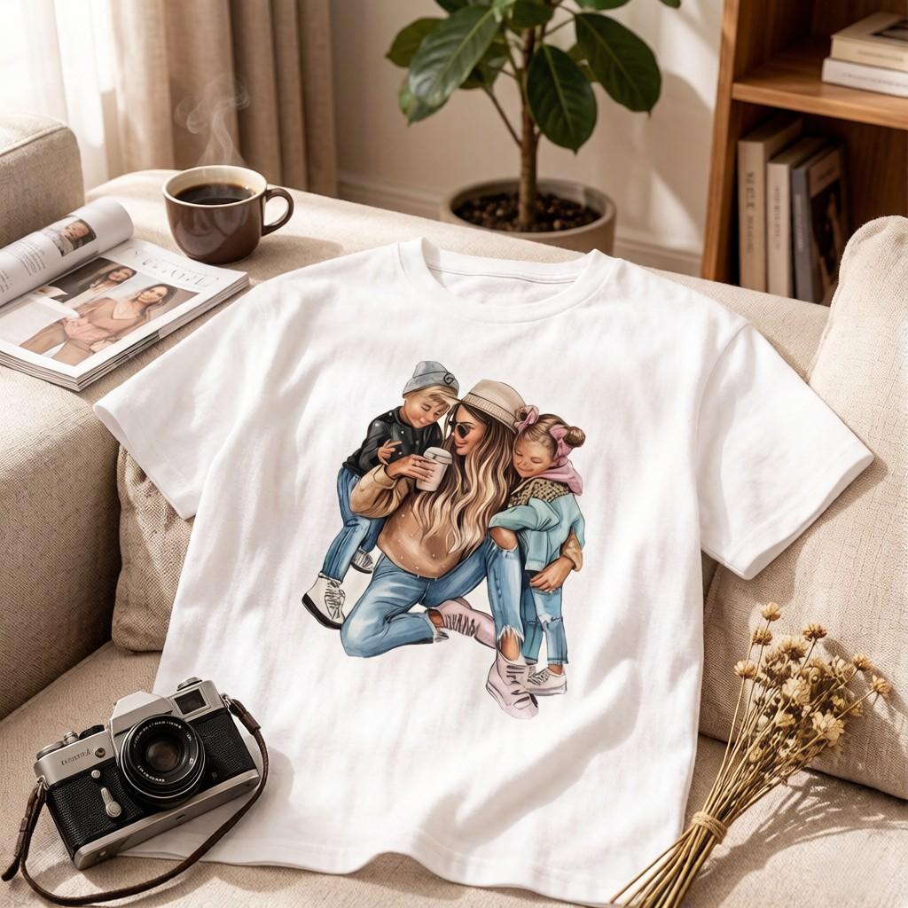 Women's Vintage Graphic Tees - Mom & Kids Family Love Oversized T-Shirt| Mother's Day Gift Trendy Tops Women's Vintage Graphic Tees - Mom & Kids Family Love Oversized T-Shirt| Mother's Day Gift Trendy Tops