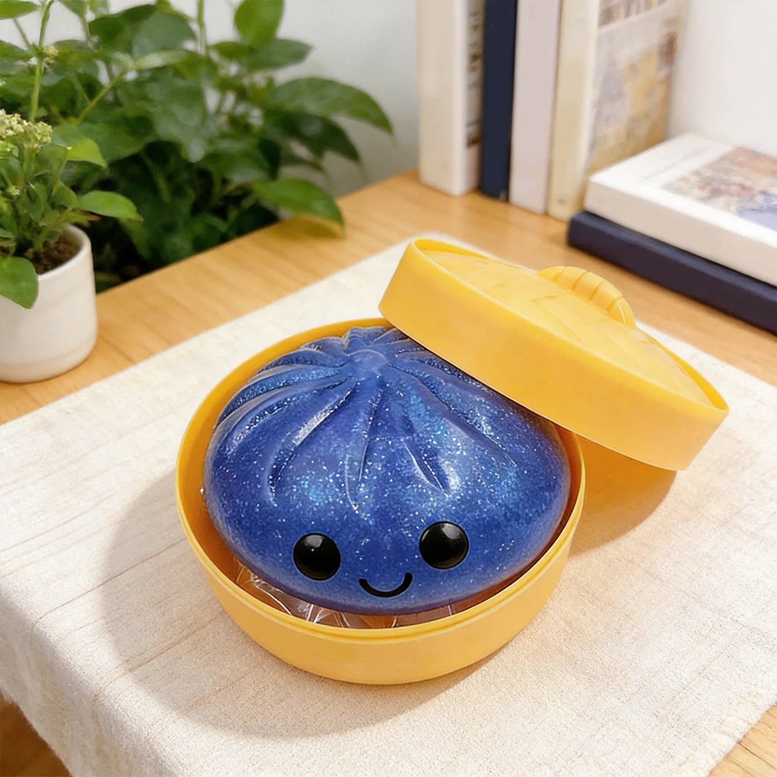 [Four colors, 10cm/3.94in] Giant Glitter Dumpling, Giant Dumpling Soft Toy, Super Rainbow Dumpling, Cute Stress-Relief Fidget Toy, with Steamer Box, Soft Squeezable Stress-Relief Dough for Adults