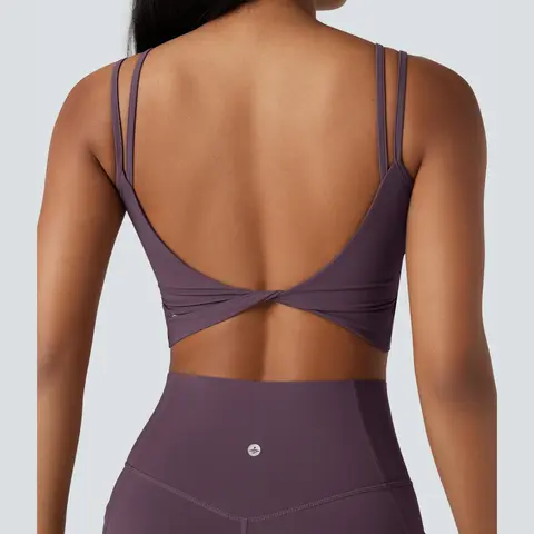 Halara UltraSculpt™ Double Straps Twisted Backless Cropped Yoga Tank Top