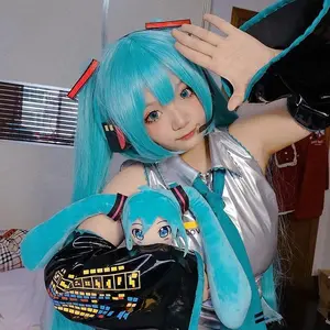 Female Hatsune Miku Cosplay Wig Long Male Female Mikuo Cosplay Wig Heat Resistant Synthetic Wig Holloween Party Headwear Props