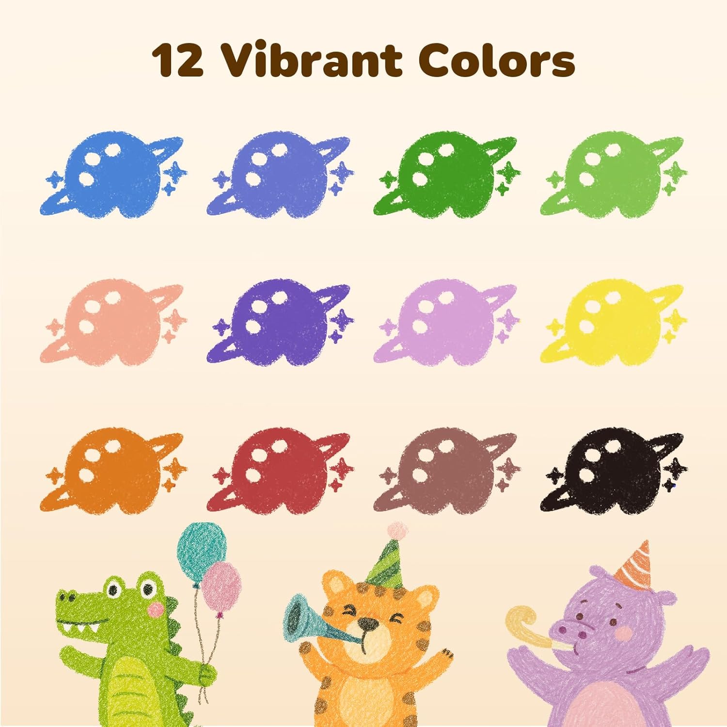 24/12Colors Triangle Jumbo Crayons with Coloring Book & Bonus Stickers, Non-Toxic, Easy-Grip & Washable Crayons for Toddlers 1-3, 4-8, Fat Brain Toys for Art Supplies and Ideal Gifts for Kids diamond art supplies, glitter