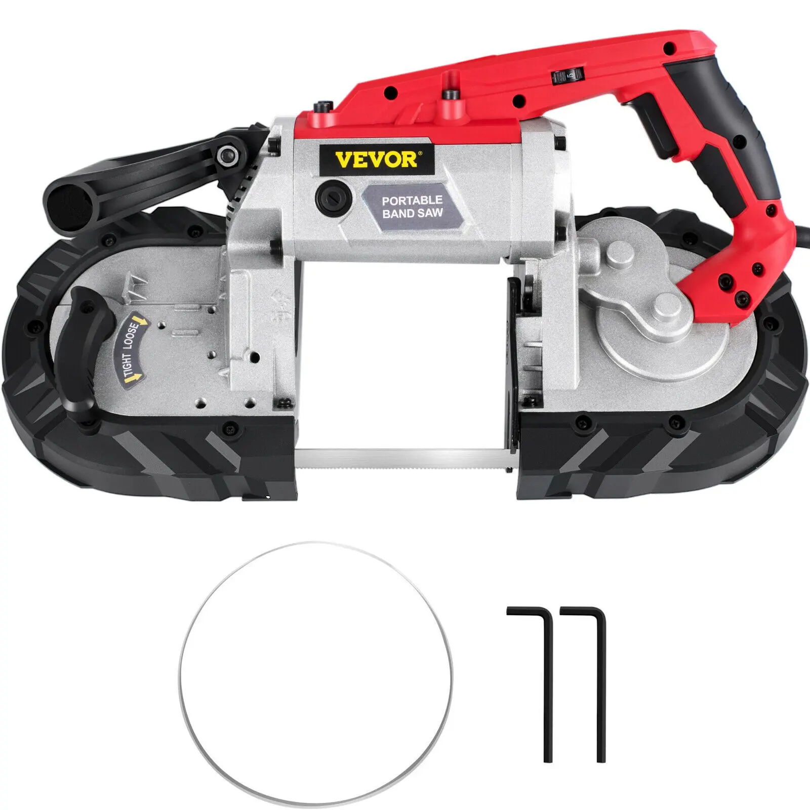 【DealsForYouDays】VEVOR Cordless Handheld Band Saw - Metal Cutting Tool, 5 in Cut Capacity, Adjustable Speed, 10A Motor, 17.64 lbs, 55x17x29 cm, 5inmgcc1000-3, Soft Grip, for Wood/Plastic