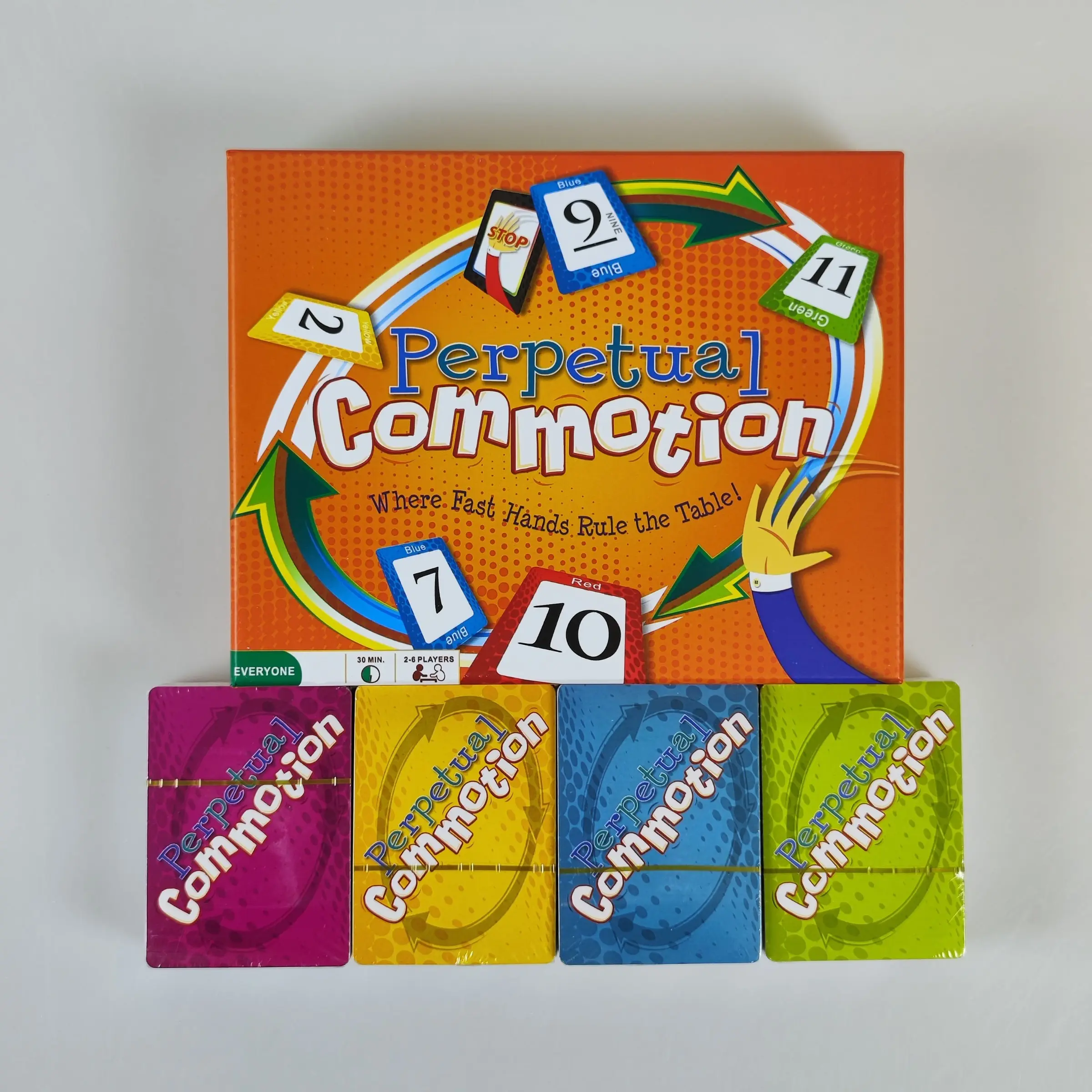 Perpetual Commotion Card Game, 2-6 Player Speed Racing Paper Game, Family Fun Party Toy, Educational Desk Game for Kids and Adults