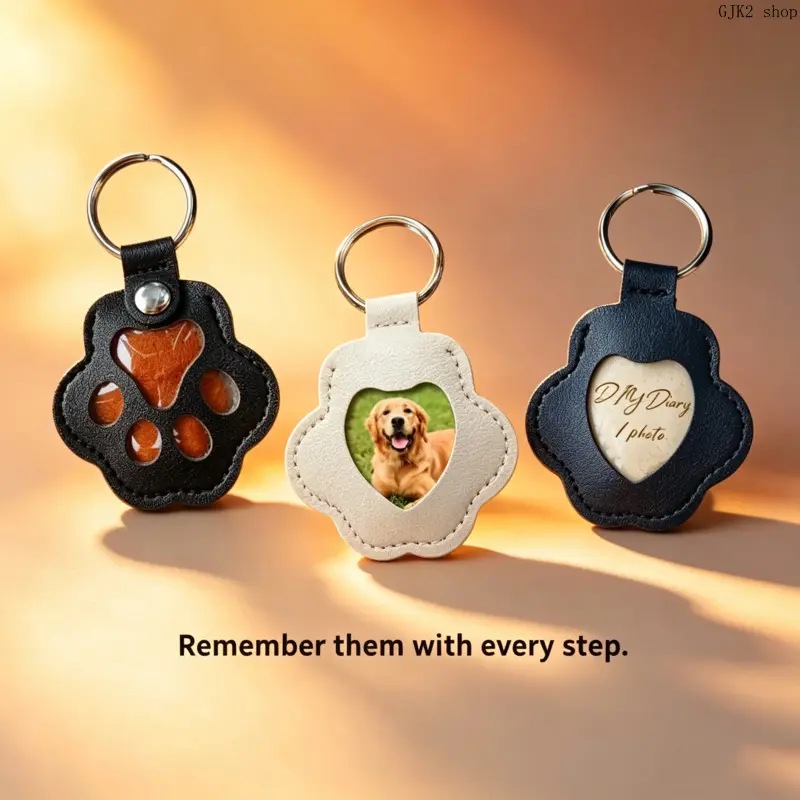2-in-1 Pet Fur Memory Charm Keychain & Pendant, Paw Pet Memorial Gift for Pet Owners