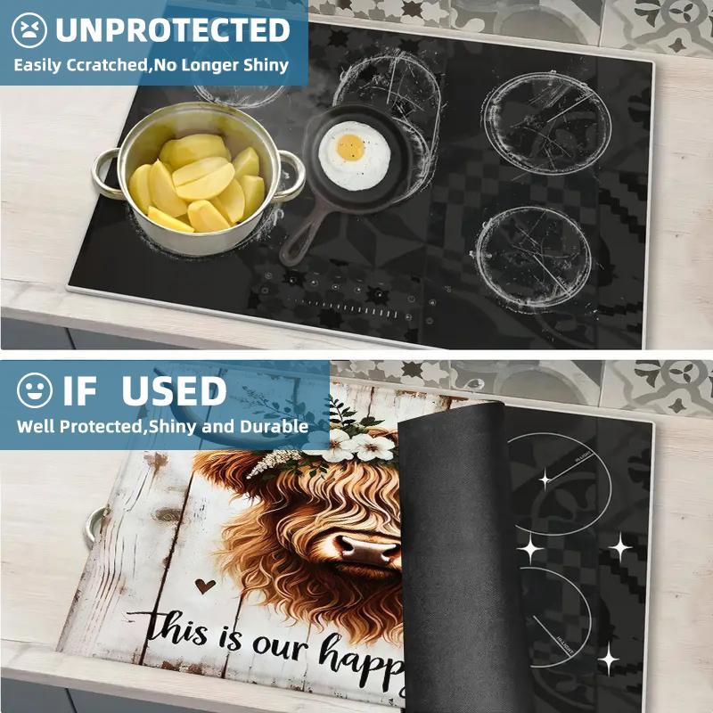 Soft Magnetic Stove Top Protector Pad, Cow Design, Stylish, Scratch-Resistant and Easy to Clean, Multi-Purpose for Any Kitchen, Spring and Summer Home Decor