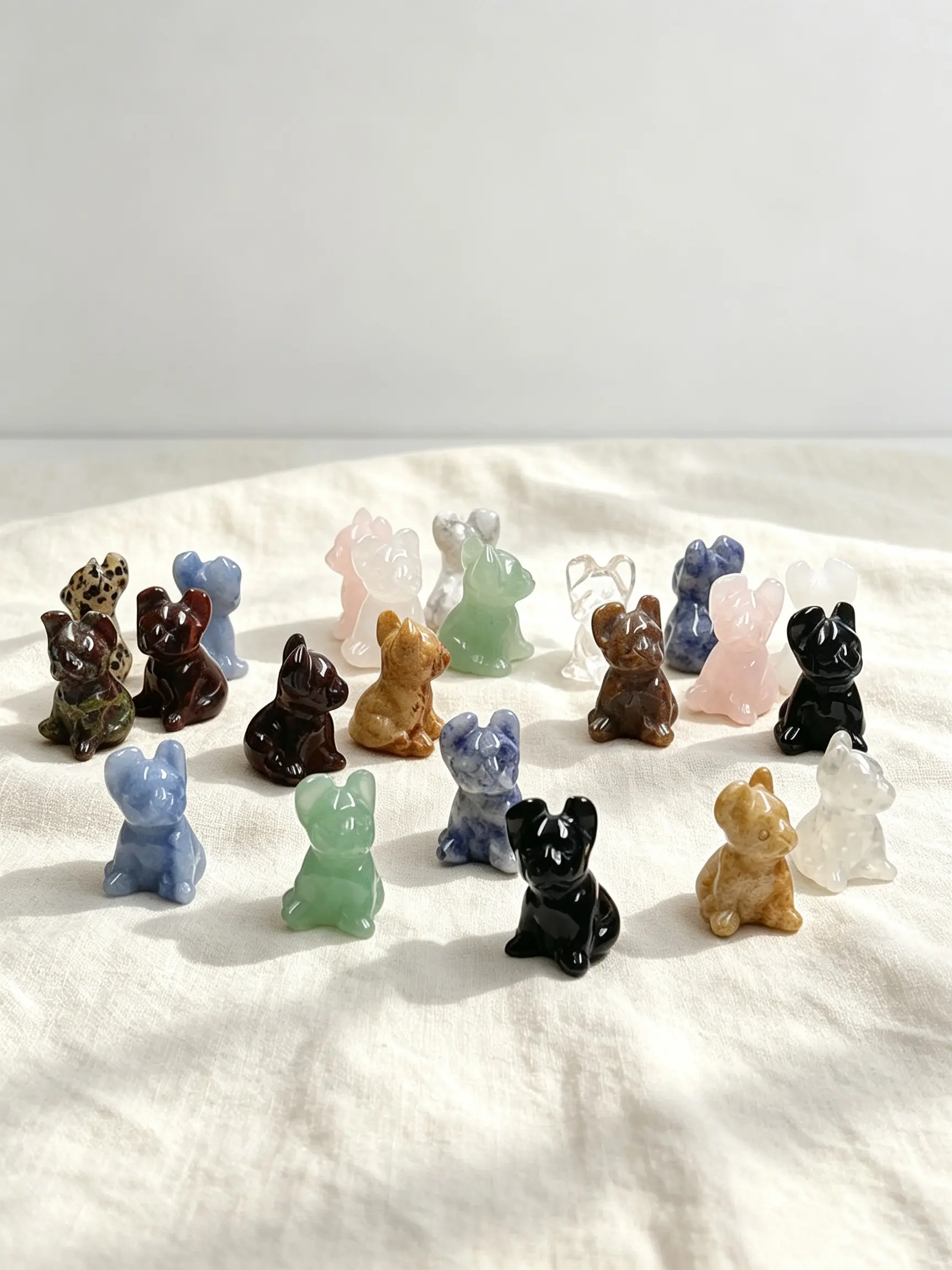 5/8/12pcs 1 Inch Natural Crystal Bulldog Figurine Mini Animal Sculpture For Home Office Desk Gift Healing Crystal Collectible