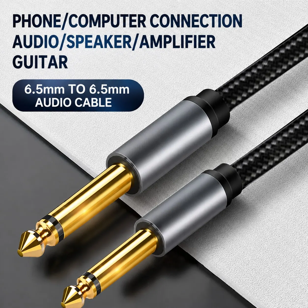 6.5mm Audio Cable, Microphone Mixer Connection Wire, Electric Piano Speaker Cable, 6.35mm Electric Guitar Connector, Versatile Connectors, High-Quality Sound Transmission