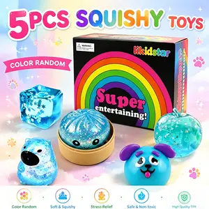 5 pieces/set - Cute Crystal Sparkling Powder Toy Set, Stress Relieving Squeezing Toy, Stress Relieving Squeezing Ball Stress Relieving Toy, Random Colors, Children's Party Gift, Adult Fingertip Stress Relieving
