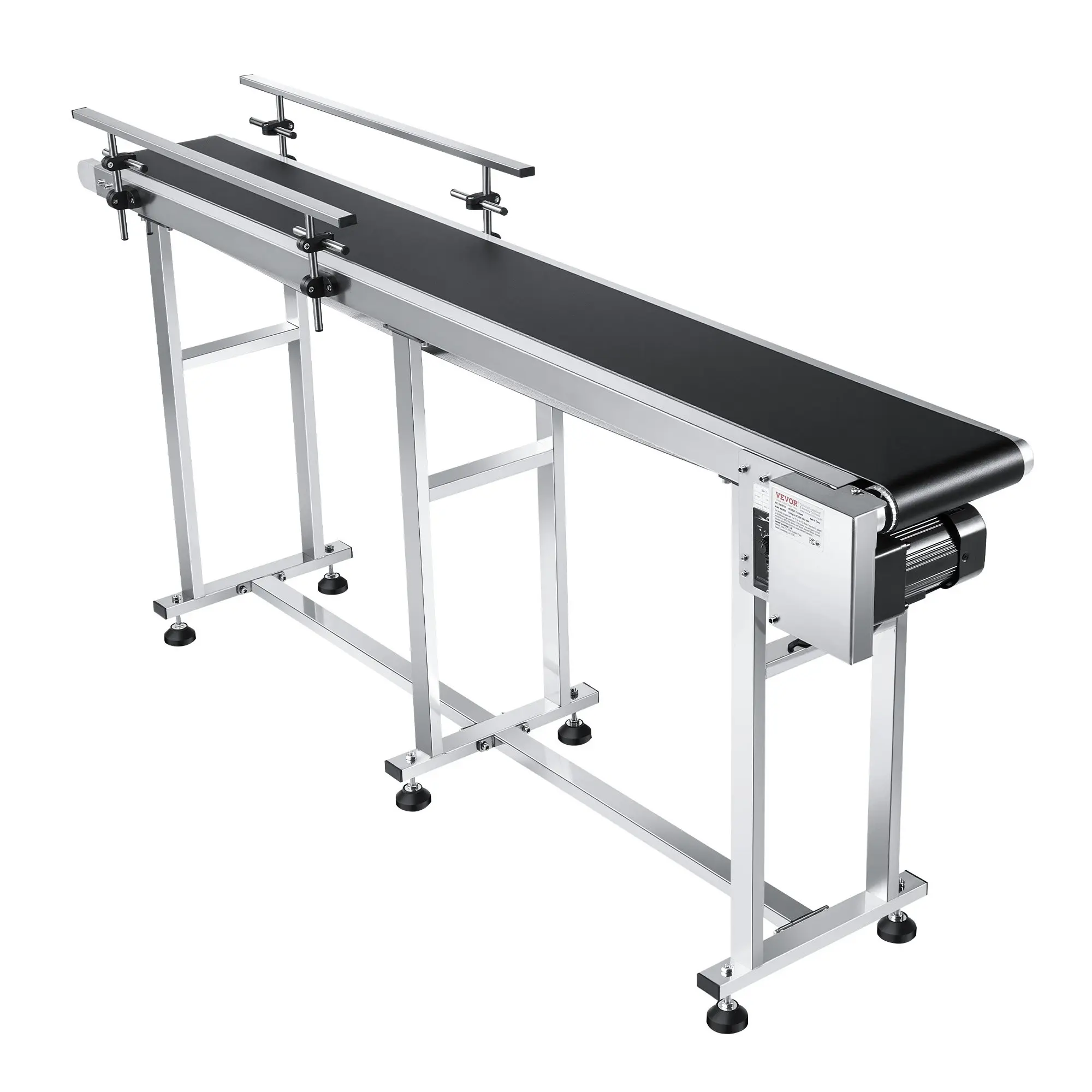 【DealsForYouDays】VEVOR Belt Conveyor, 71x 7.8 inch Conveyor Table, Heavy Duty Stainless Steel Motorized Belt Conveyor for Inkjet Coding Applications Powered PVC Belt Anti-Static Adjustable Speed (Double Guardrail)