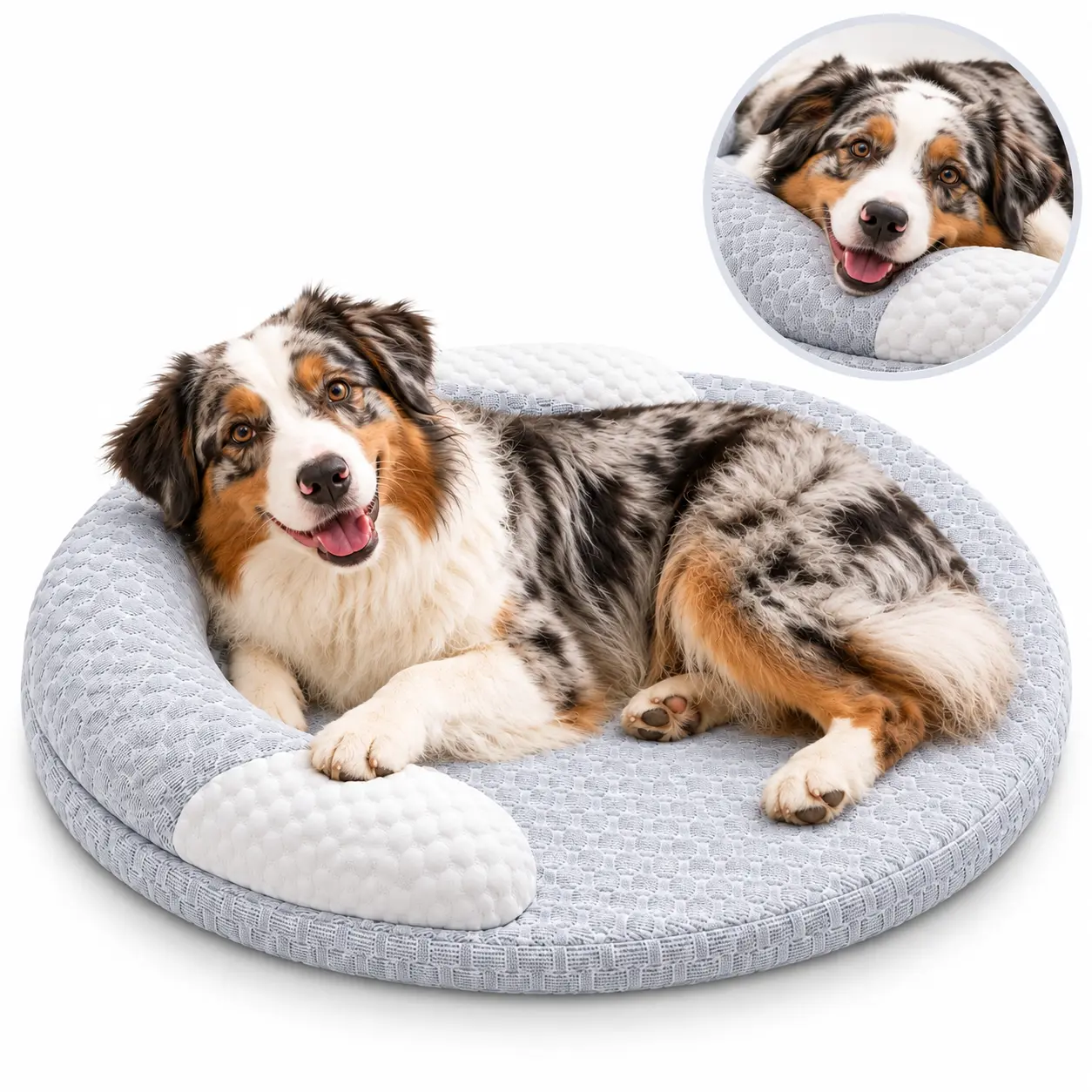Bolster Dog Bed with Removable Washable Cover, Cozy Dog Sofa Bed with Raised Pillow, Soft Breathable Pet Bed with Non-Slip Base, Supportive Foam Puppy Bed for Small Medium Dogs and Cats, Indoor Pet Comfort