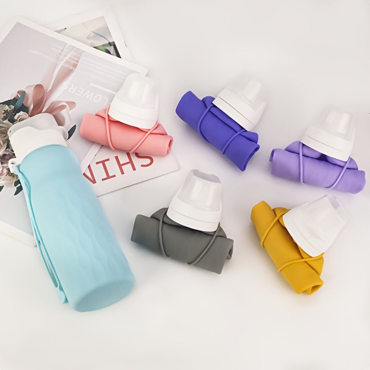 Shock-Resistant Foldable Water Bottle - Made from Food-Grade Silicone, Double Lock Leak-Proof for Gym And Hiking | Fits in Cup Holders & Complies with Airport Security