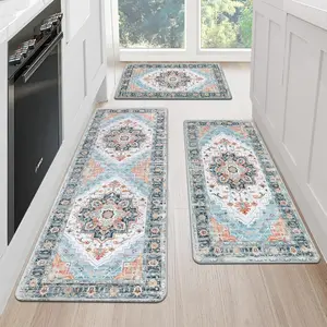 Kitchen Rug Sets 3 Piece Anti Fatigue Kitchen Mats for Floor Non Slip Waterproof Kitchen Rugs and Mats Comfort Standing Mat Runner for Home Office,Sink,Laundry