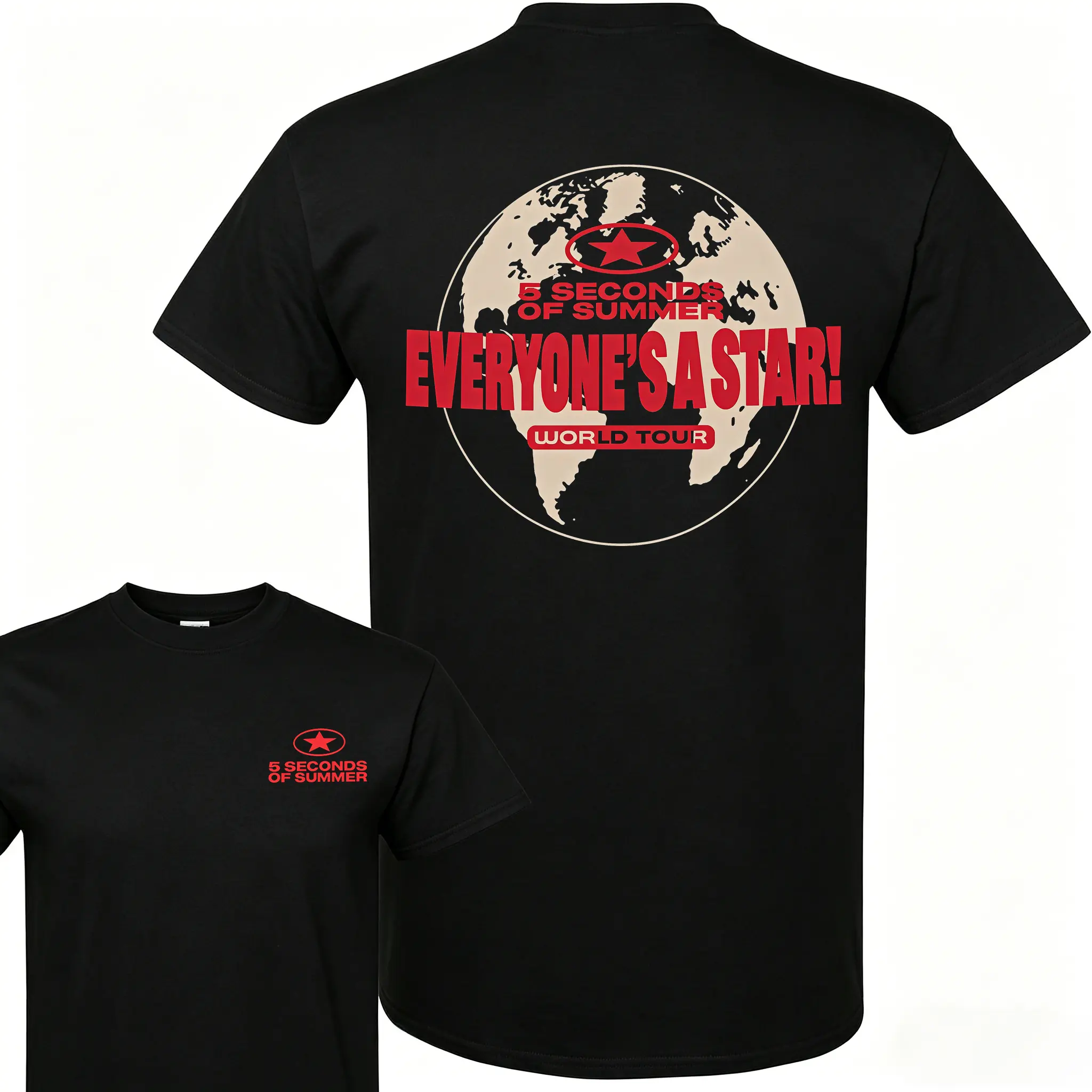 🤘 🎸 5 Seconds Of Summer Band EVERYONE’S A STAR! 5SOS World Tour Men's T-shirt Rock Pop Unisex  Rock Band Cotton Gift For Rock Music Lovers Graphic Fan Merch Gift