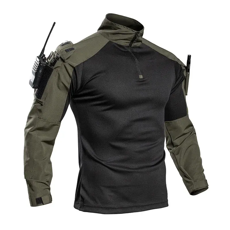 Men's Tactical Combat Shirt: Quick-Dry, Breathable Military Long Sleeve with Arm Pockets for Outdoor Adventures