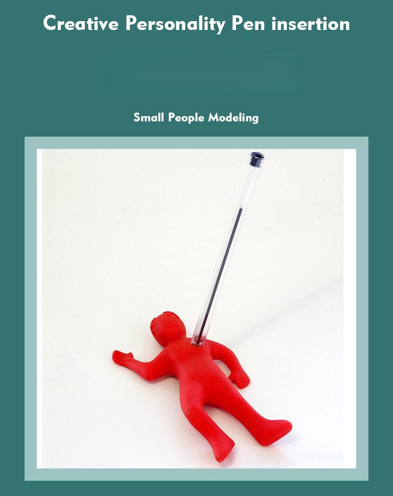 Creative Stress Relief Pen Holder, Red Figurine Desk Organizer for Home & Office