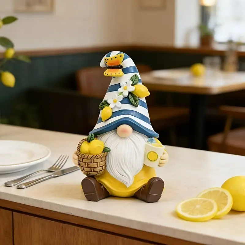 Lemon Sprite Statue Ornament - Bohemian Nordic Resin Figurine, Lemon-Themed / Decor Suitable for Garden, Shelf & Balcony Decoration, Yellow Lemon Gift for Housewarming, Mother's Day, or Window Sill with Charm