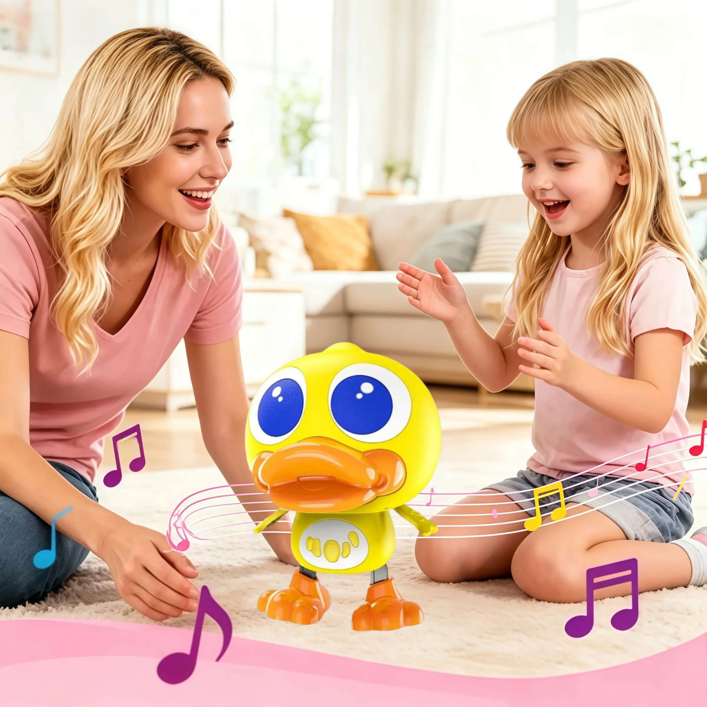 Electric Duck Toy for Kids, Interactive Sound and Light Dancing Duck, Language Learning and Head Training, Early Education Electronic Toy
