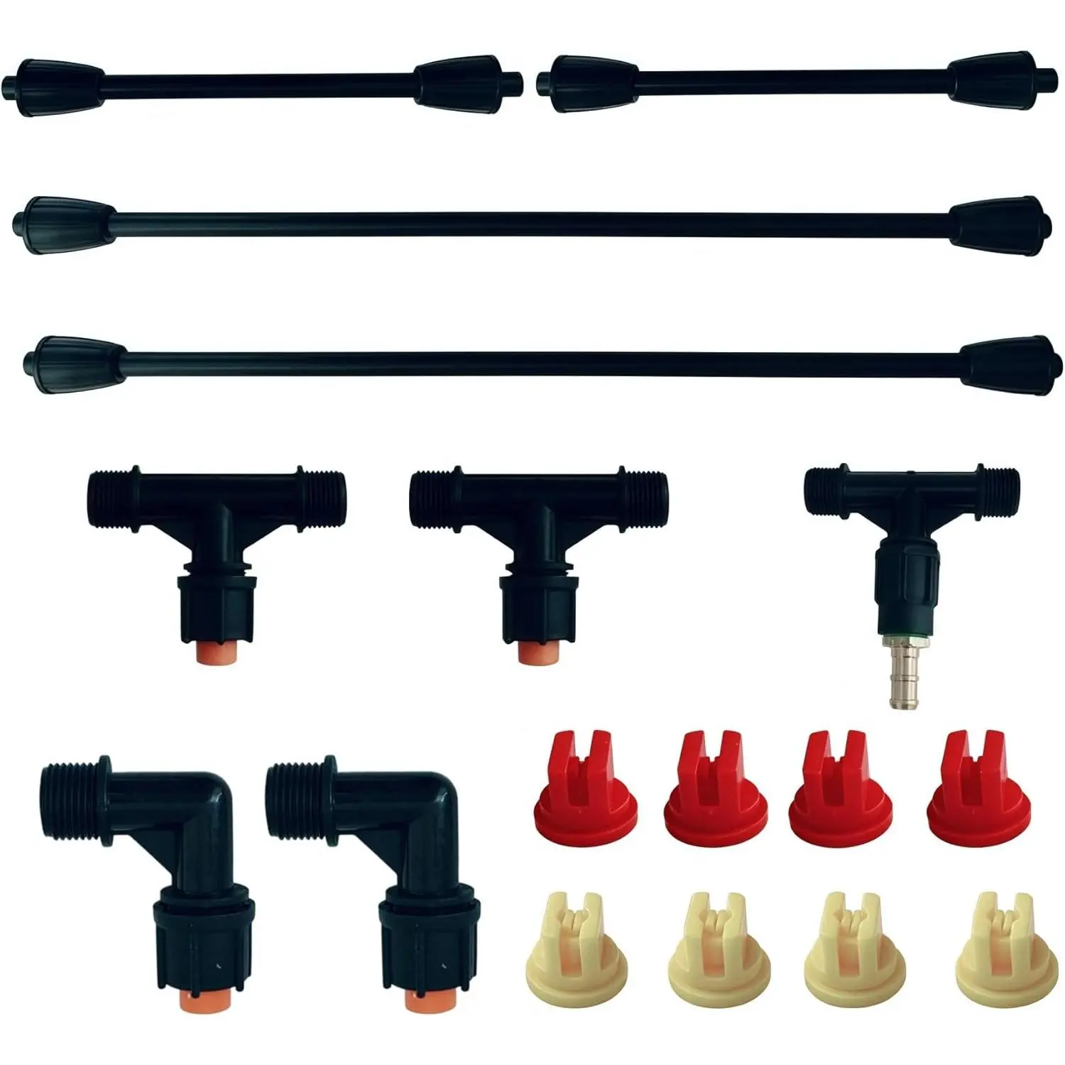 3-Nozzles Sprayer Boom Wand Multi-Size Set Pack, 36-in Detachable Wide-Coverage Spray Wands Attachment with 3/8" Brass Barbed Fitting for Tractor/ATV Watering & Irrigation Systems