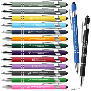 15 Pack Bible Verse Pens, Christian Inspirational Retractable Ballpoint Pens with Religious Scripture Quotes & Symbols, Smooth Writing Black Pens for Church, Gifts for Christians, Motivational Pen, Multicolor