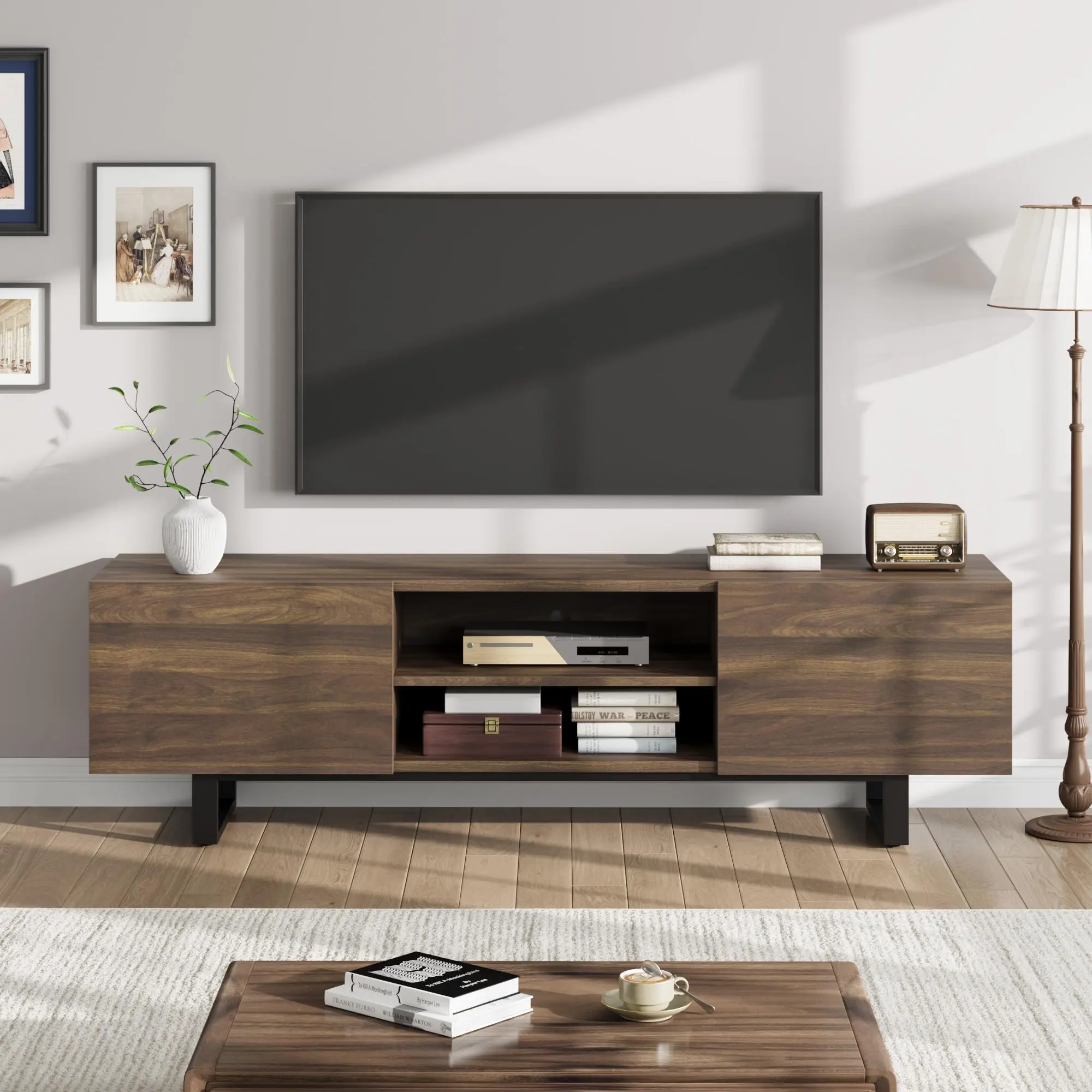 🏭 Garvee Industrial TV Stand for 80" TVs – 70" Modern Console, 450 lbs Capacity, Iron Legs & Spacious Drawers. Perfect for Living Room! 📺