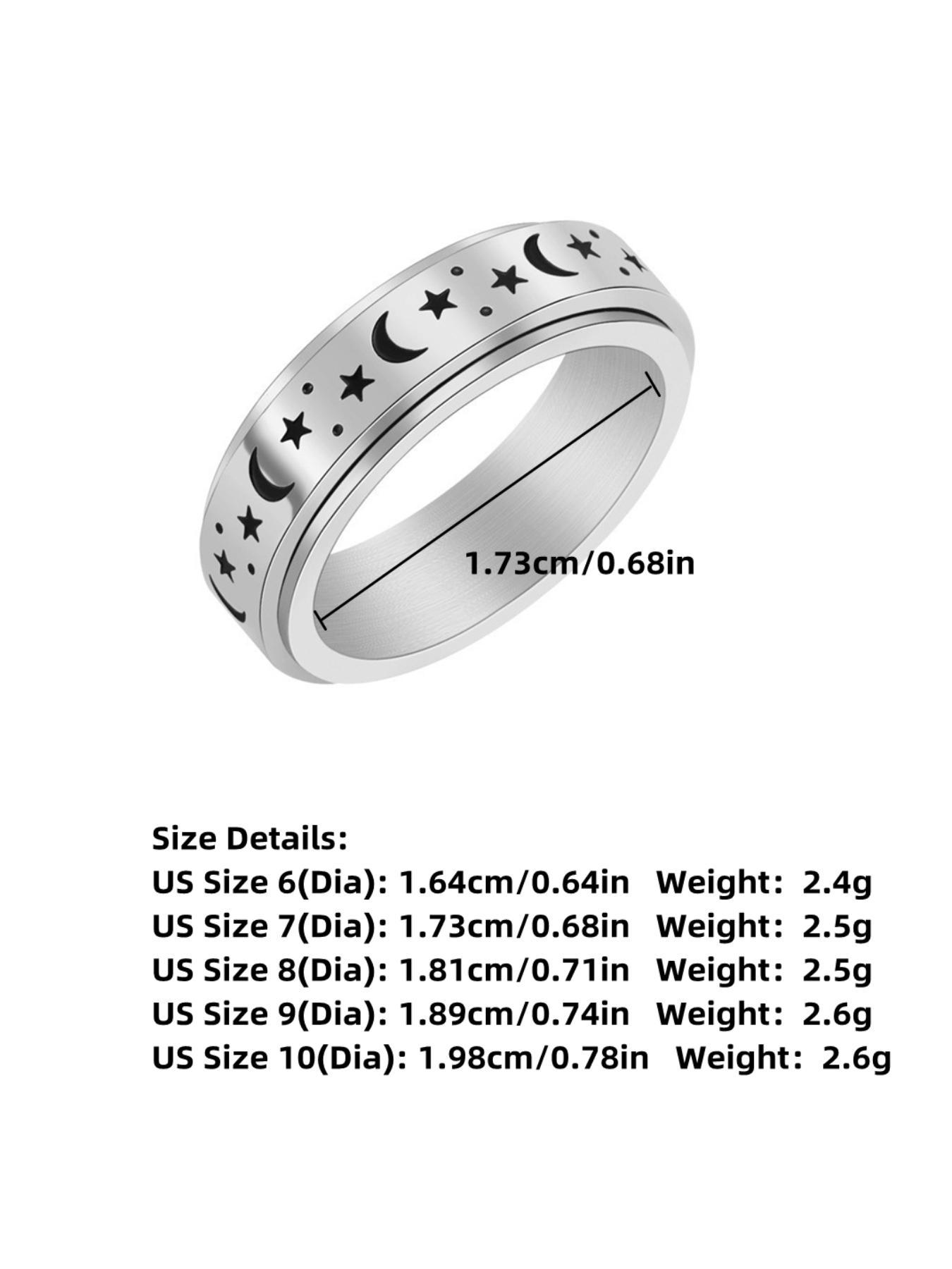 2025 New Trendy Star & Moon Decor Anxiety Ring, Elegant Everyday Ring, Rotating Openwork Ring, Fashion Matching Clean Outfit Jewelry Accessories for Women & Men, Teen Girl