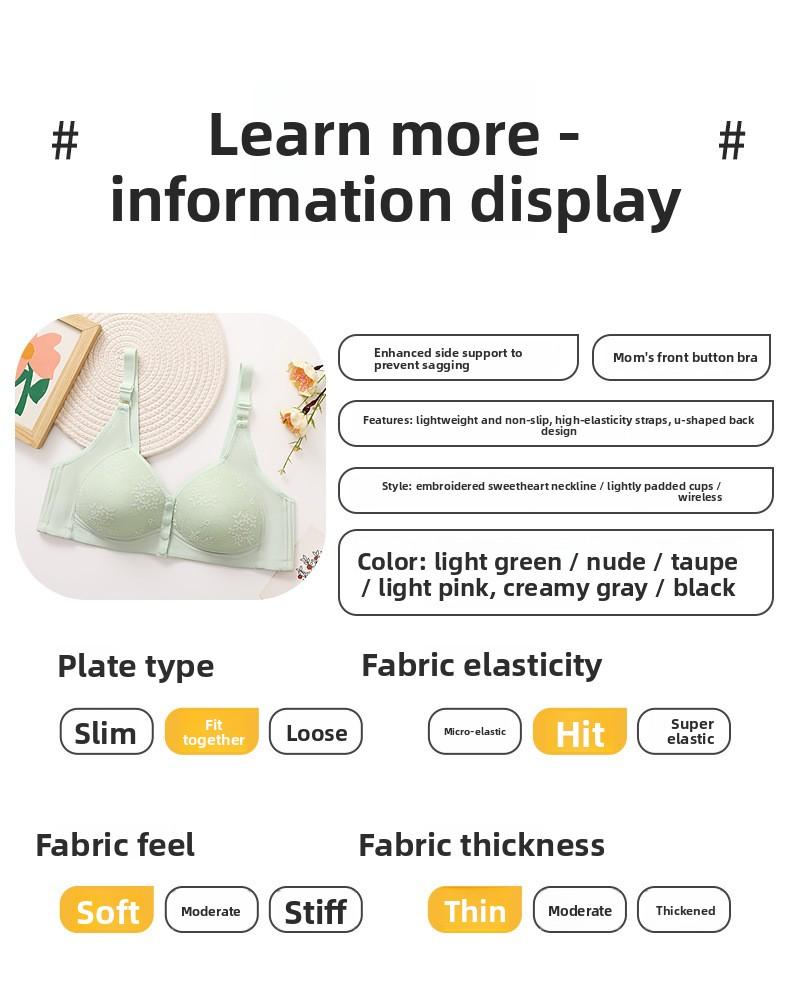 6 Pack Front Closure Bras for Women, Wire-Free Push Up Sports Bra with Removable Padding, No Dig Adjustable Straps, Seamless Full Coverage T-Shirt Bra, Comfortable Maternity Tank Top Style -RR