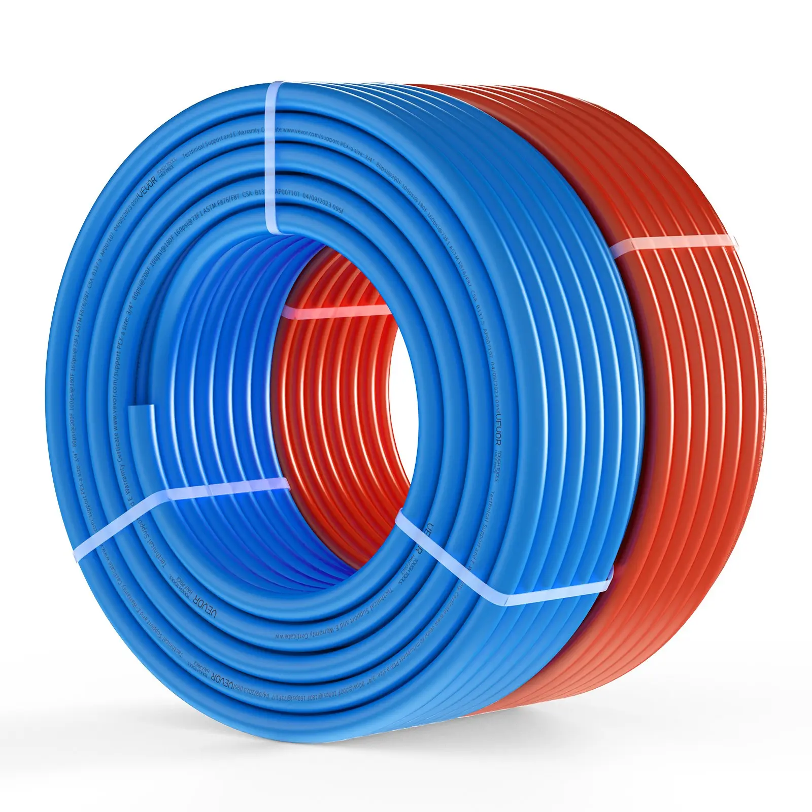 VEVOR PEX Pipe 3/4 Inch, 2x 100 Feet Length PEX-A Flexible Pipe Tubing for Potable Water, Pex Water Lines for Hot/Cold Water Easily Restore, Plumbing Applications with Free Cutter, Blue Red