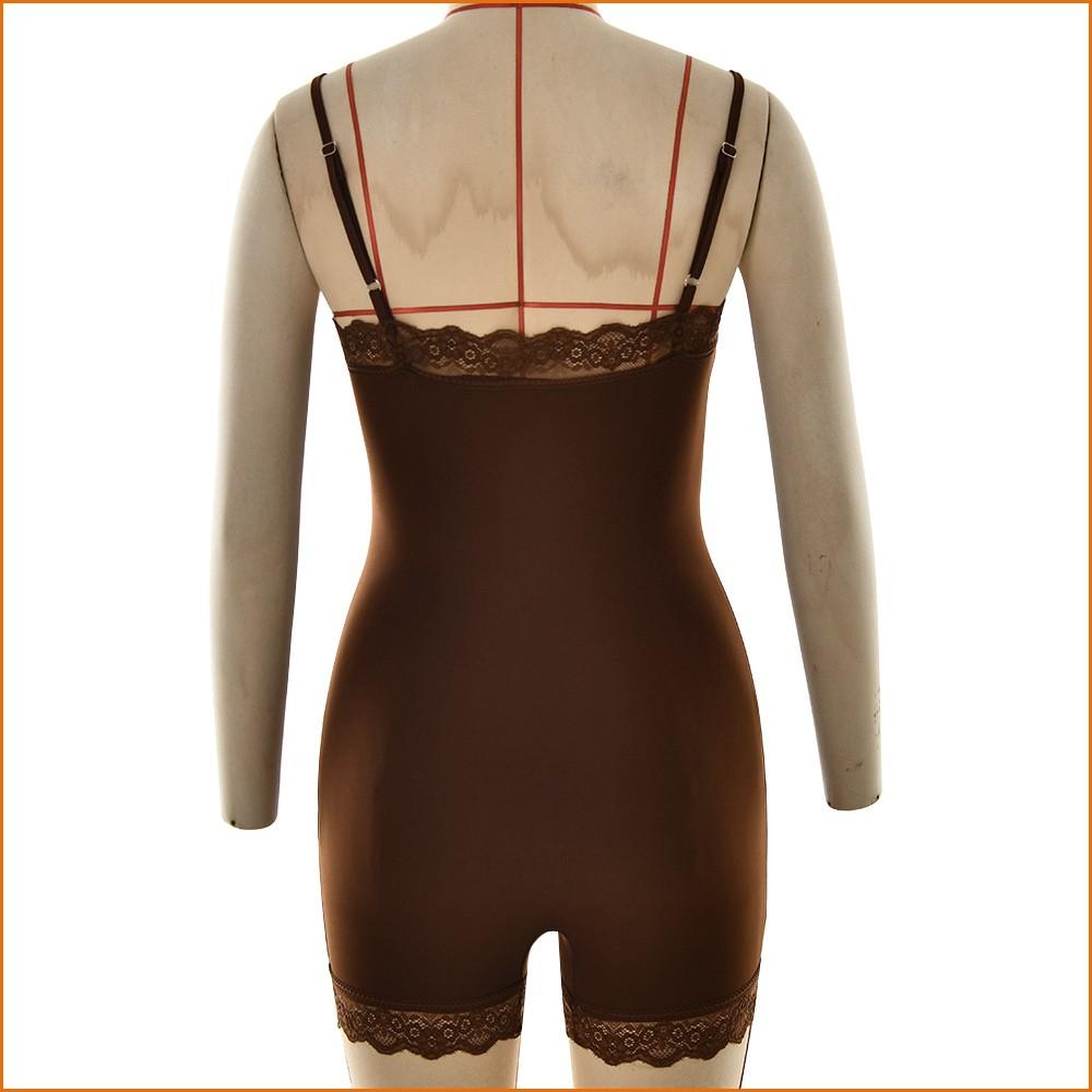 KODA & CO 04 New Lace-Trim Spaghetti Strap Backless Bodycon Sexy Yoga Workout Bodysuit