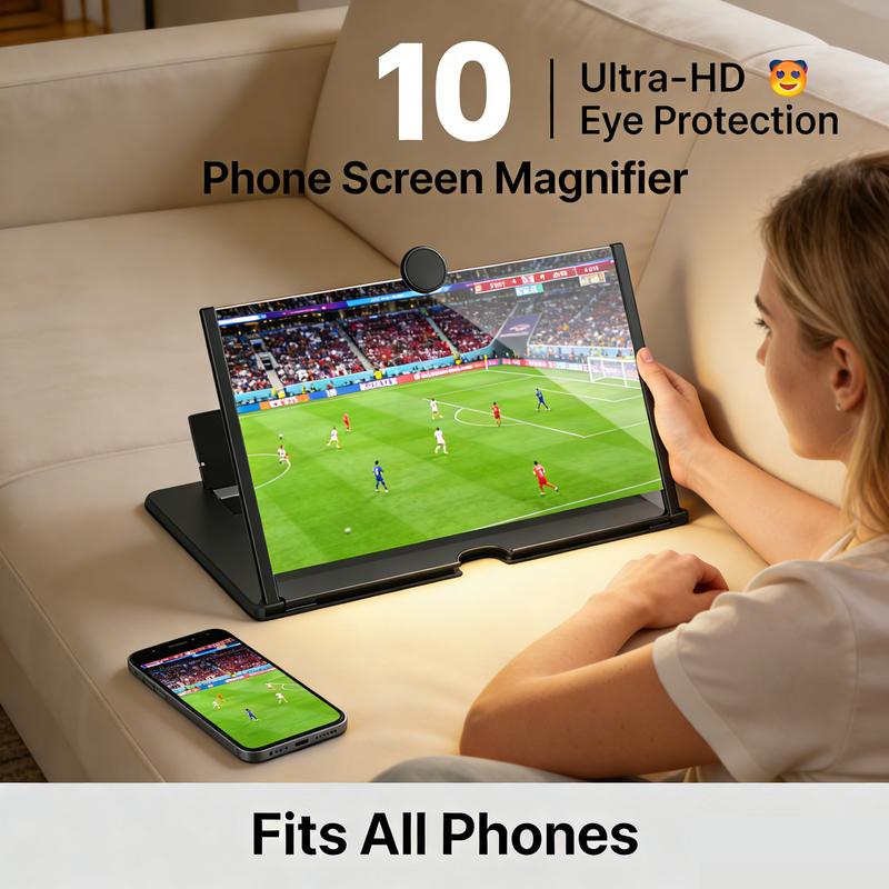 【10.3” Phone Screen Magnifier】HD 3D Screen Amplifier · Foldable Cell Phone Projector Stand for Movies, Gaming & Videos · Universal Smartphone Compatible