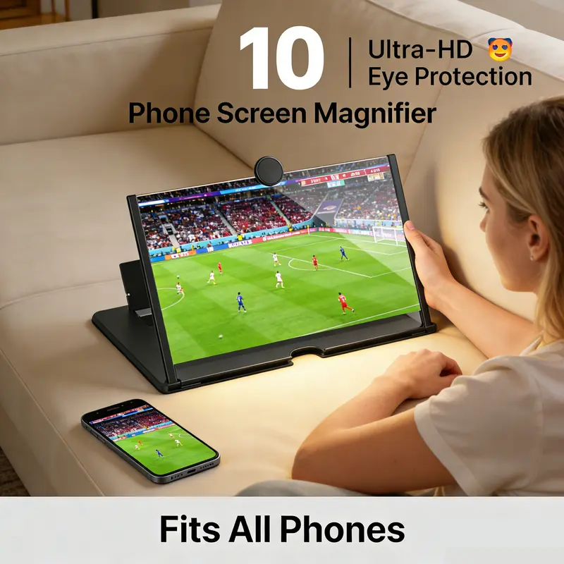 【10.3” Phone Screen Magnifier】HD 3D Screen Amplifier · Foldable Cell Phone Projector Stand for Movies, Gaming & Videos · Universal Smartphone Compatible