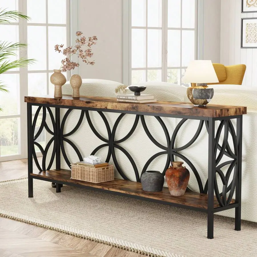 70.9-Inch Long Console Table With Storage, Industrial Narrow Sofa Table Behind Couch, Entry Console Table For Entryway, Living Room, Foyer,Adjustable,Mobile,Standing,gaming,desk,office,,affordable,dining,bedroom,vanity,,coffee,set,dinn,hidden,compartment,