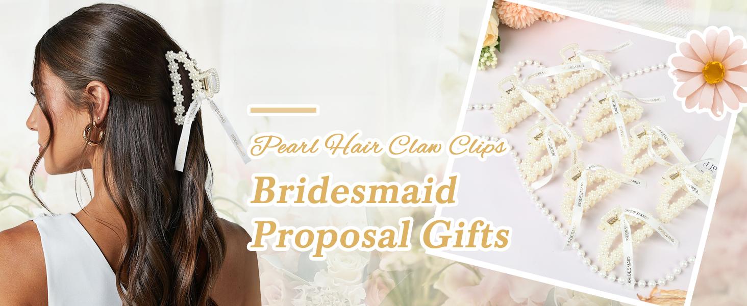 Pearl Hair Clips Set 11pcs White Claw Clips for Thick Thin Hair Bridesmaids Pearl Claw Clip – Rustic Flair main image 2