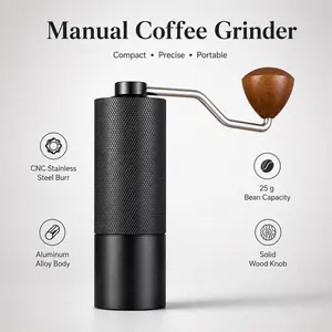 1pc Handheld Coffee Grinder, with Internal Digital Adjustable Setting,Manual Coffee Bean Grinder,Stainless Steel Bean Grinder,Kitchen Accessories,Hand Coffee Grinder Portable and Small Coffee Bean Grinder ,Fast Coffee Bean Grinder,Espresso Grinder, black.