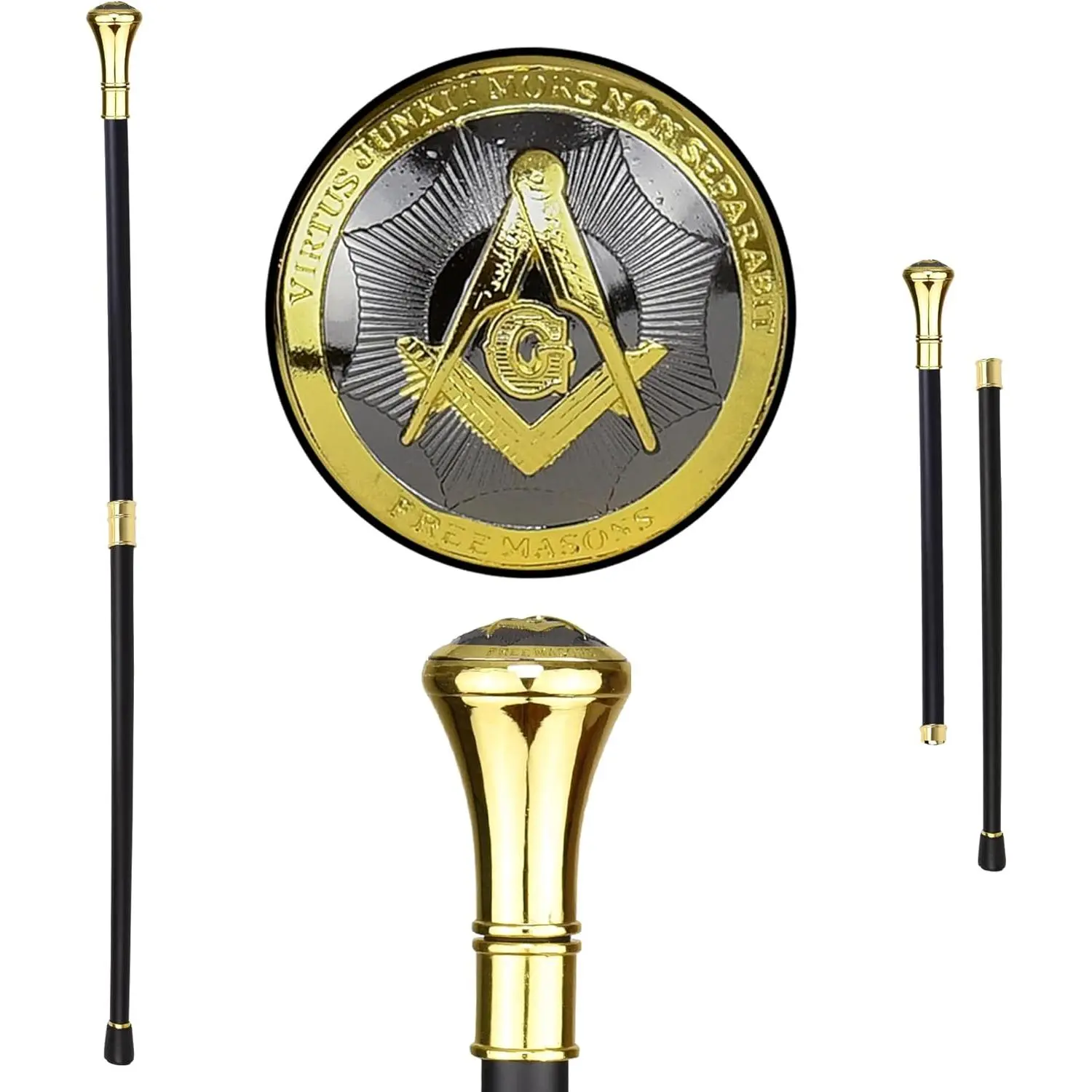 Walking Stick for Men Seniors 37 Inch Gold Portable Collapsible 2 - Piece Shaft for Stability Knee Support Travel