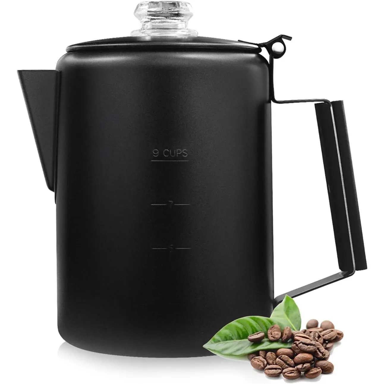 Coffee Percolator Stovetop Camping Coffee Pot Stainless Steel 9 CUP Camping Coffee Maker Outdoor  NO  or Plastic Black