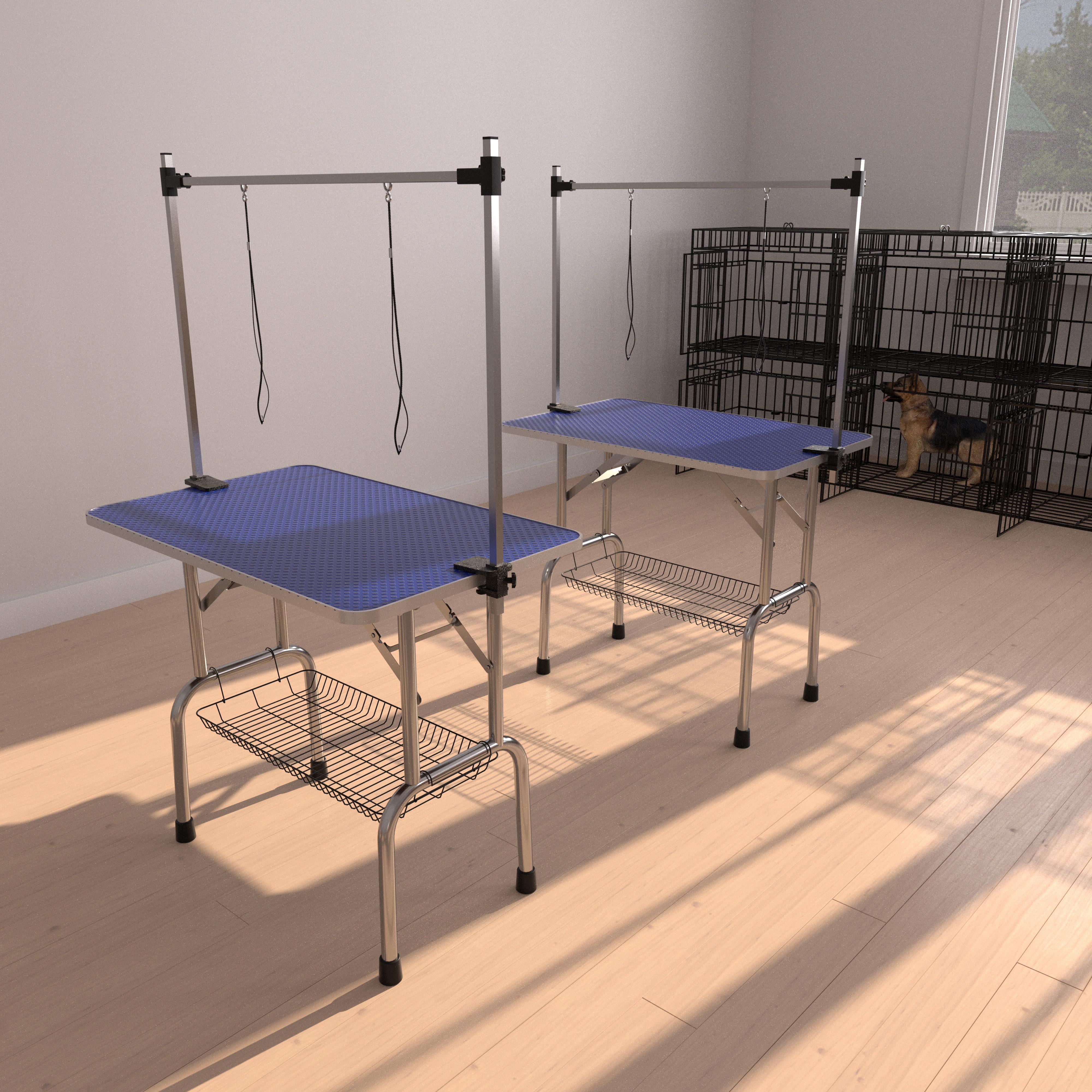 ARCH Large Grooming Table for Pet Dog and Cat with Adjustable Arm and Clamps Large Heavy Duty Animal grooming table, 42''/Blue   WL